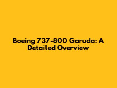 Boeing 737-800 Garuda: A Detailed Overview