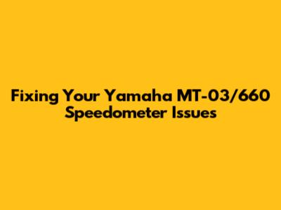 Fixing Your Yamaha MT-03/660 Speedometer Issues