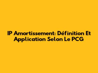 IP Amortissement: Définition Et Application Selon Le PCG