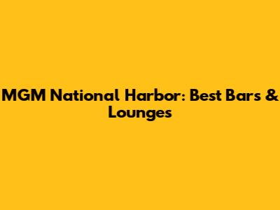 MGM National Harbor: Best Bars & Lounges