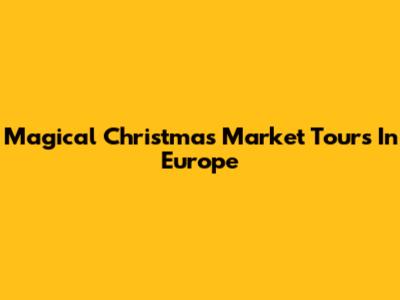 Magical Christmas Market Tours In Europe