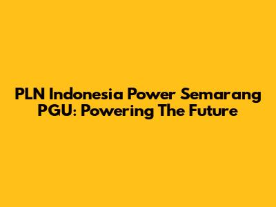 PLN Indonesia Power Semarang PGU: Powering The Future