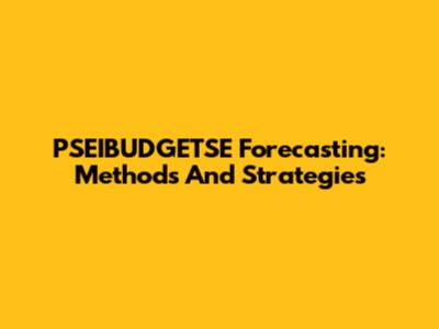 PSEIBUDGETSE Forecasting: Methods And Strategies