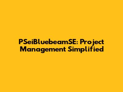 PSeiBluebeamSE: Project Management Simplified