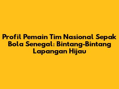Profil Pemain Tim Nasional Sepak Bola Senegal: Bintang-Bintang Lapangan Hijau